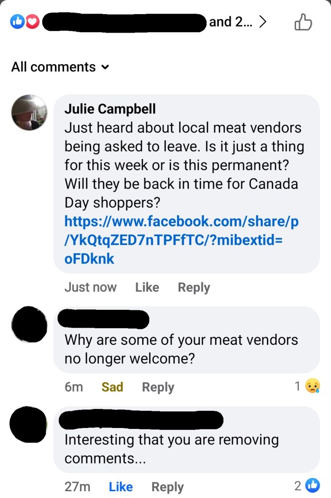 Barrie Farmers Market Facebook post May 31, 2024