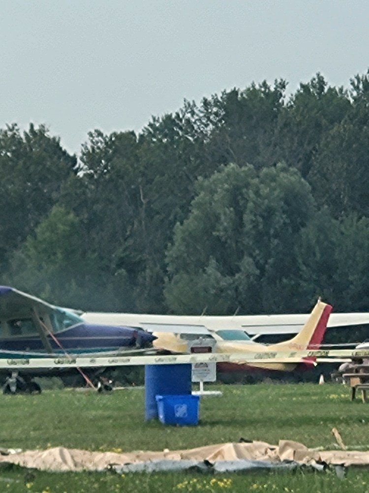 Yellow plane on ground at Skydive Toronto