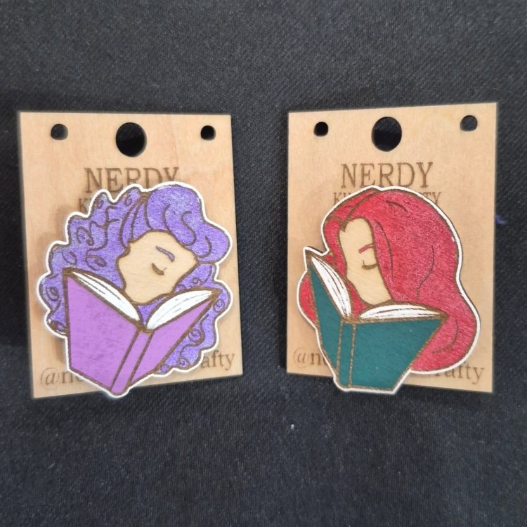 Wooden Irys and Megan pins